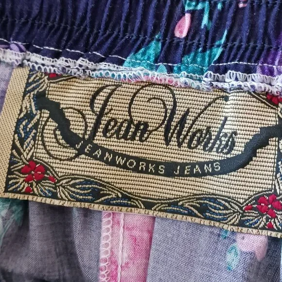 Jean Works Women's Long Summer Skirt Floral Design Size S/P Light Weight Blue - Picture 5 of 8